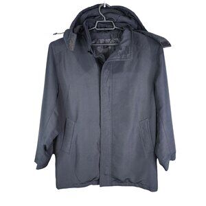 Mens Black Bosideng Jacket Button Down Removable Zip Hood Long Sleeve Size 170/8